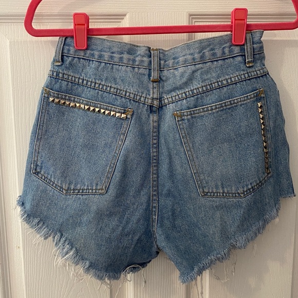 Vintage Anchor Blue Denim Jean Shorts with custom studs - Picture 5 of 9